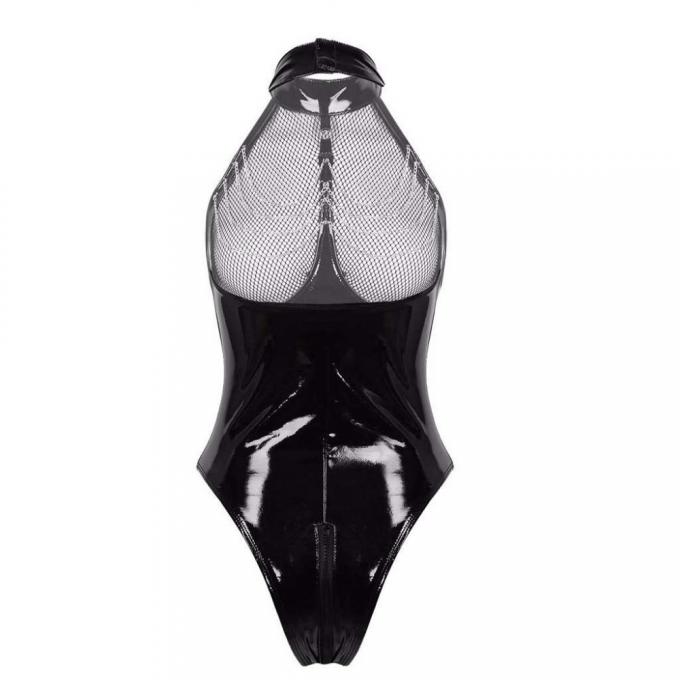 Erotic Sexy Leather Mesh Lingerie Sex Babydoll Erotic Teddy Corset Zipper Sexy Lingerie
