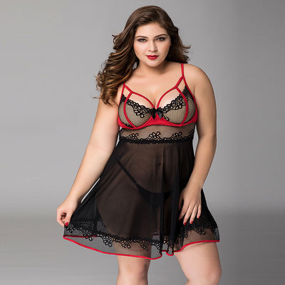 Floral Plus Babydoll Lingerie Cat 3x الملابس الحميمة للنساء مقاس كبير