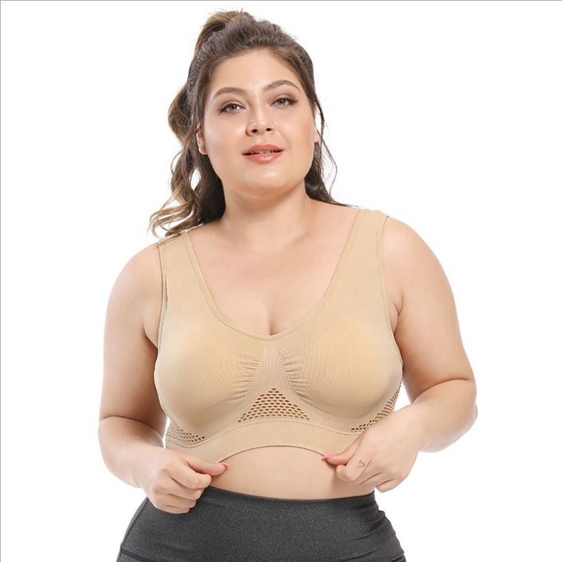 حمالات صدر رياضية كبيرة لليوجا مقاس 44C 44D 3XL 4XL ملابس داخلية من الدانتيل القطني