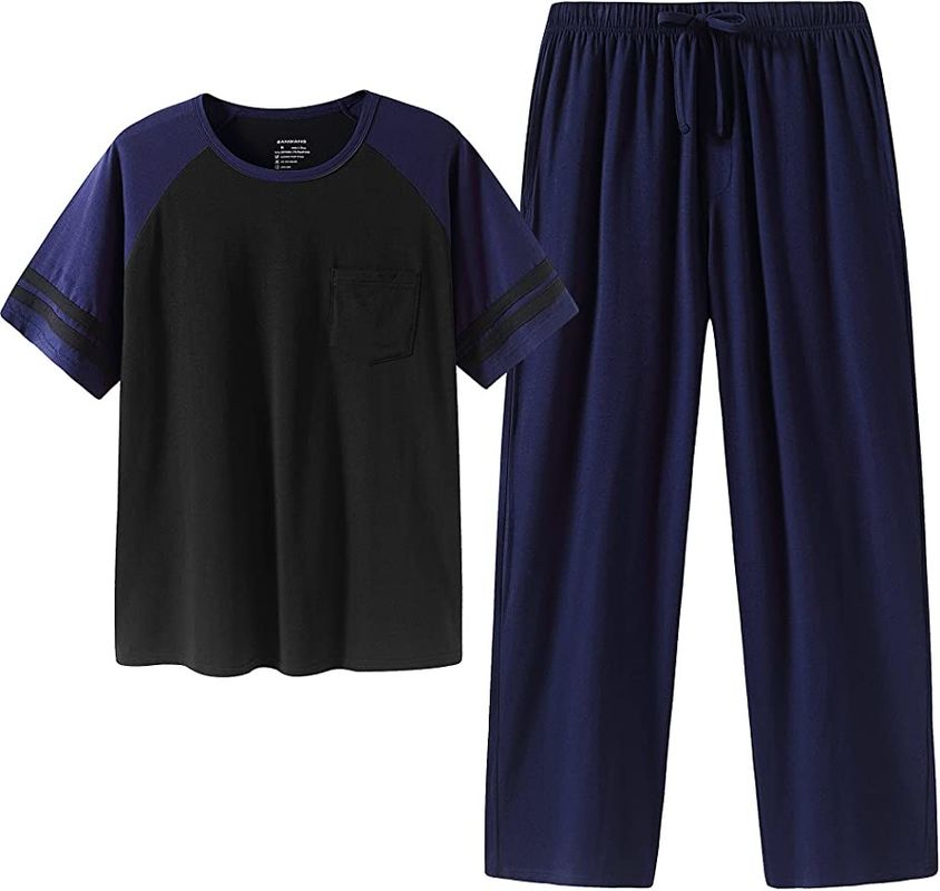 2XL L ملابس نوم رجالي بيجاما دافئة من قطعتين طقم بدلة نوم محبوكة