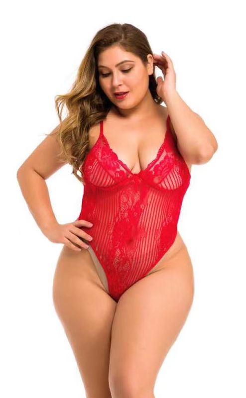 ملابس داخلية بيبي دول إغراء بلا أكمام دانتيل أبيض L-5XL بوليستر 95